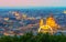 Scenic night scape of St. Stephen& x27;s Basilica, ferris wheel and Pest district in Budapest, Hungary