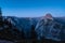 Scenic night sky above the famous Half Dome mountain, Yosemite NP