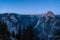 Scenic night sky above the famous Half Dome mountain, Yosemite NP