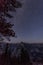 Scenic night sky above the famous Half Dome mountain, Yosemite NP