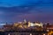 Scenic nightscape of Krakow with Wawel Castle