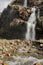 Scenic nuranang waterfall or jang falls, popular tourist attraction of tawang in arunachal pradesh, india