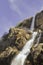 Scenic nuranang waterfall or jang falls, popular tourist attraction of tawang in arunachal pradesh, india