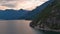 Scenic Ocean Coast and Mountains in Howe Sound. Cloudy Sunset Sky, Fall Season. Howe Sound, BC