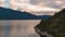 Scenic Ocean Coast and Mountains in Howe Sound. Cloudy Sunset Sky, Fall Season. Howe Sound, BC