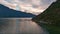 Scenic Ocean Coast and Mountains in Howe Sound. Cloudy Sunset Sky, Fall Season. Howe Sound, BC