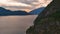 Scenic Ocean Coast and Mountains in Howe Sound. Cloudy Sunset Sky, Fall Season. Howe Sound, BC