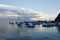 Scenic ocean, island sunrise, bay view of sailboats, yachts, fishing boats in Catalina Island harbor, California