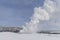 Scenic Old Faithful Winter Landscape in Yellowstone National Park