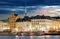 Scenic of the Old Town (Gamla Stan) architecture pier in Stockholm