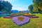 The scenic ornamental flower beds of Hull Park in Poltava, Ukraine