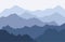 Scenic panorama with foggy Mountains. Vector nature landscape