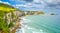 Scenic panorama near Carrick-a-Rede Rope Bridge, near Ballintoy in County Antrim, Northern Ireland.