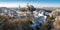 Scenic panorama romantic view of beautiful historical landmark Mikulov Castle and historical city centre of Mikulov