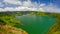 Scenic panorama of Sete Citades volcanic crater lake in Sao Miguel