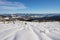 Scenic panorama at Silesian Beskid on european Bialy Krzyz in Poland