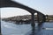 Scenic panorama of the SmÃ¶gen Bridge and waterfront in Kungshamn SotenÃ¤s, VÃ¤stra GÃ¶taland, Sweden