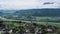 Scenic Panorama of Vaduz Valley by the River Rhine, Liechtenstein Alps Mountains