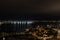 Scenic panoramic aerial San Diego Bay vista at night, California