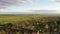 Scenic panoramic countryside landscape from high. Spring sunny evening