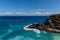 Scenic panoramic Halona Beach cove vista on Oahu, Hawaii