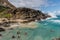 Scenic panoramic Halona Beach cove vista on Oahu, Hawaii