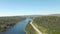 Scenic Panoramic Lake View of Curvy Road in Canadian Nature