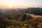 Scenic panoramic view of the Great Wall Jinshanling portion close to Beijing, on a sunny day of autumn, in China