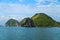 Scenic panoramic view Halong bay islands. Rock islands South China Sea Vietnam. Site Asia
