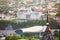 Scenic panoramic view of Tbilisi Presidential palace concert hall and bridge of peace