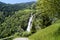 scenic Parcines waterfall in Italian Alps of Rabla region in South Tyrol (Rabla or Rabland, Merano, South Tyrol, Italy)