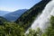 scenic Parcines waterfall in Italian Alps of Rabla region in South Tyrol (Rabla or Rabland, Merano, South Tyrol, Italy)