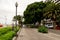 Scenic pedestrian walkpath along port terminals in Santa Cruz de Tenerife, Canary Islands, Spain