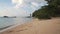 Scenic picturesque beach line in evening at sunset