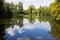 The scenic pond in the Arkadia park in Poland