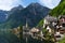 Scenic postcard view of the famous Hallstatt in the Austrian Alps in the summer morning, Salzkammergut district, Austria