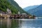 Scenic postcard view of the famous Hallstatt in the Austrian Alps in the summer morning, Salzkammergut district, Austria. View fro