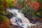 Scenic Rainbow waterfalls in Michigan upper peninsula