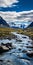 Scenic River Flowing Through Snowy Mountains With Topcor 58mm F14 Style