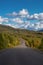 Scenic Road View of Klondike Hwy during a sunny and cloudy day.