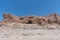 Scenic rock formation at the Salton Sea`s southern shore, California