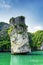 Scenic rock pillar and azure water in the Ha Long Bay, Vietnam