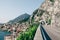 Scenic route on Lake Garda and beautiful village Limone sul Garda, Italy