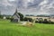 Scenic rustic school house in the rural landscape of Germany