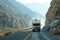 Scenic RV motorhome roadtrip Adventure in Majestic Mountain Landscape