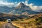 Scenic RV motorhome roadtrip Adventure in Majestic Mountain Landscape
