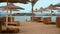 Scenic sea view with empty beach. Beautiful landscape of egyptian coastline.