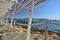 Scenic sea view from seaside cafe on Ibiza island