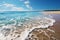 Scenic seascape in the Maldives, horizon, sea, sky, and a serene beach