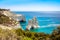 Scenic seascape view of Kleftiko rocky coastline on Milos island